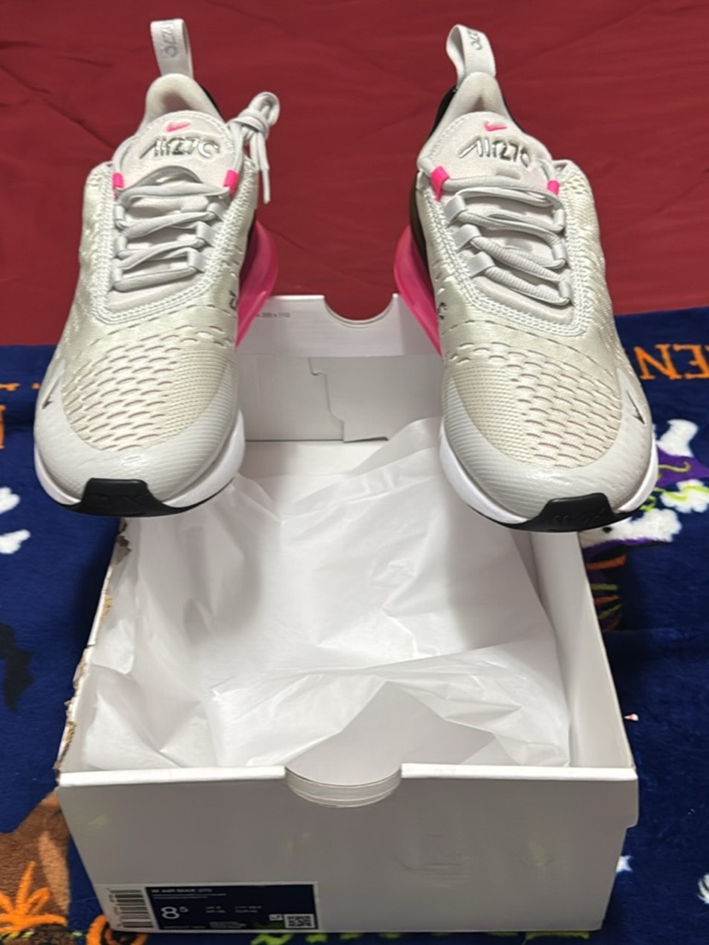 Nike Women's Sneakers - Cream Upper with Hot Pink Accents
